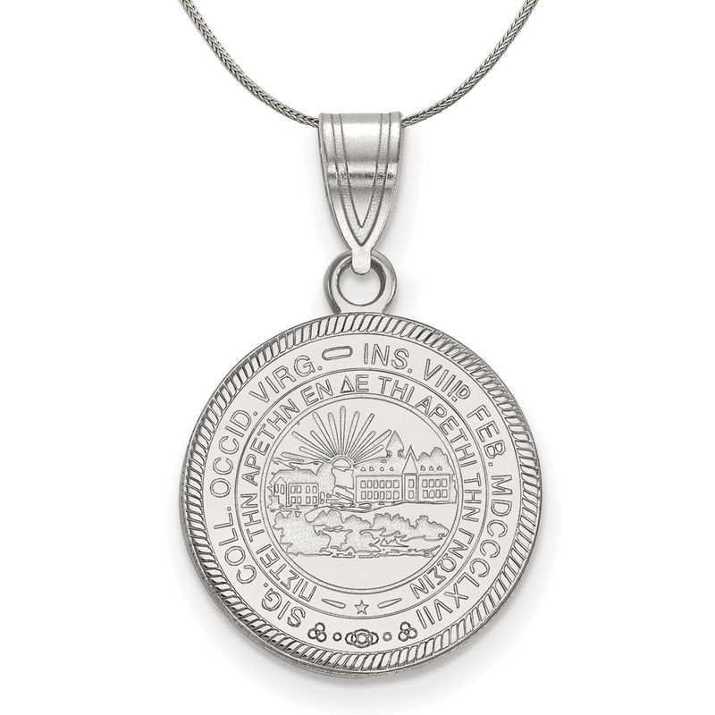 Sterling Silver West Virginia U. Medium Crest Necklace - 16 Inch